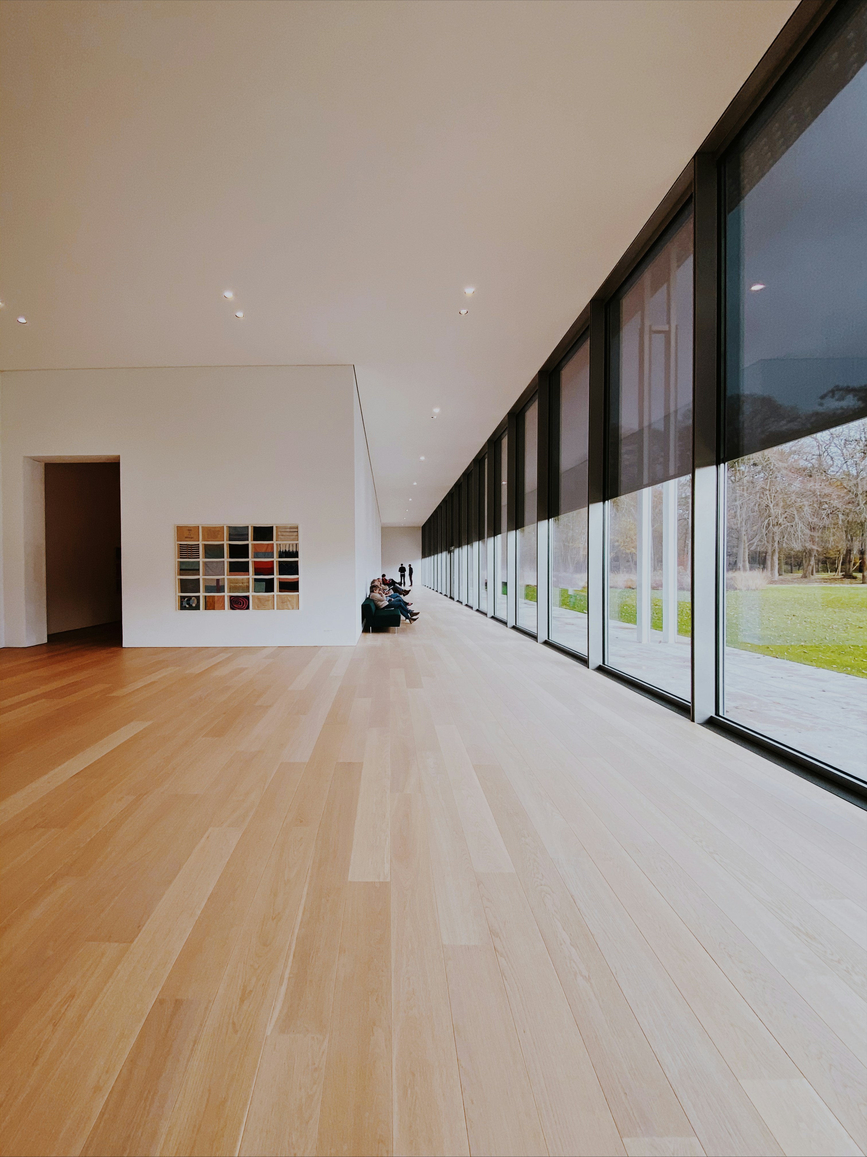 “Vinyl flooring with a wood-look pattern, showcasing a smooth surface and realistic grain texture.”